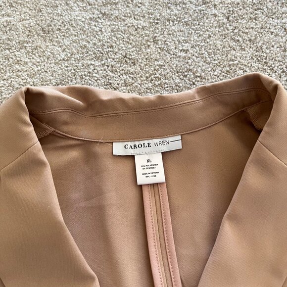 Carole Wren Tan Beige Blazer with Gold Buttons 3/4 Sleeve Career Office Chic XL - Picture 7 of 11